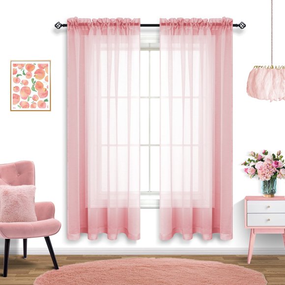 Cortinas Pitalk Blush, color oro rosa transparente, 160 x 160 cm, 2 paneles