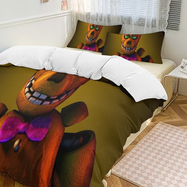 Five Nightat Freddy Quilt Set Thicken Soft 3 Pieces Bedding Set All Season Duvet Cove with 2 Pillowcases for Adult Women Girls Teens Home Room Decor