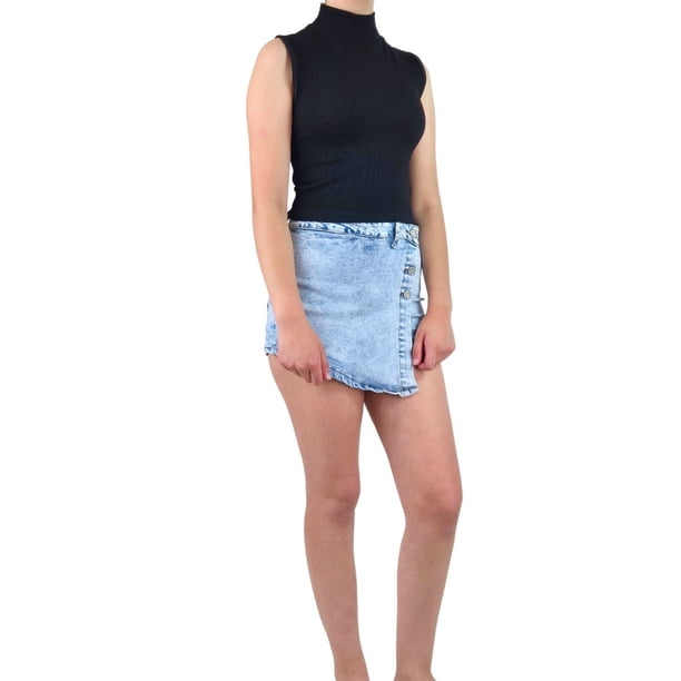 Top Acanalado Mujer Polera Sin Manga Cuello Alto Fashion 1001