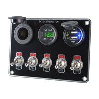 Ioensy - Panel De Interruptor De Barco De 5 Bandas Impermeable Doble Usb Multifunción Luz Verde