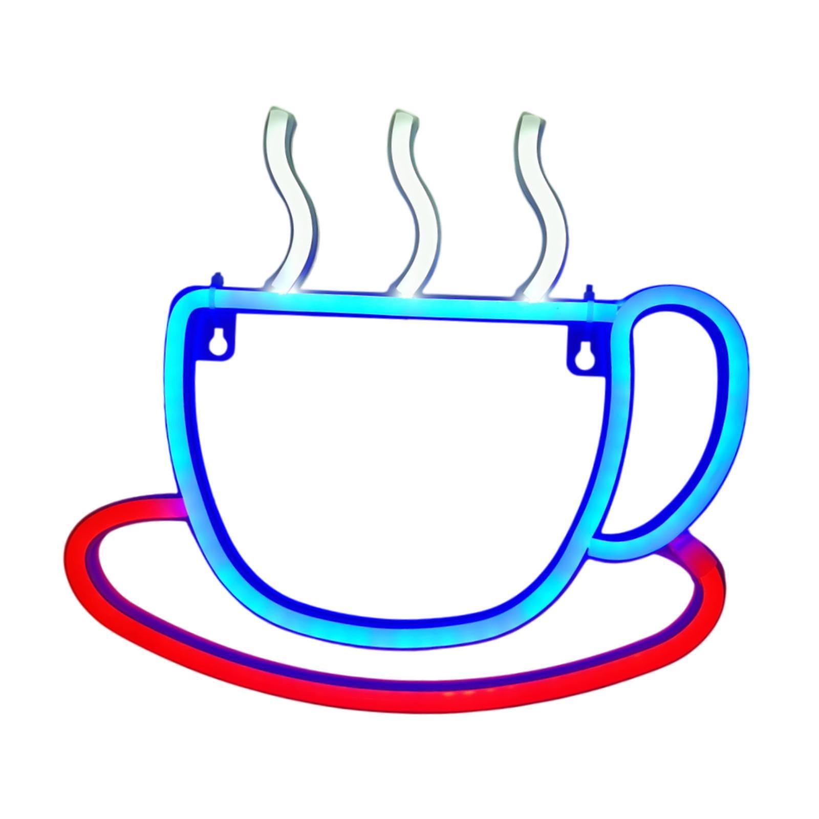 Ioensy - Luz De Neón Led Para Taza De Café, Luz De Noche Led De Bienvenida, Apertura De Restaurante, Cocina, Blanco, Azul, Rojo