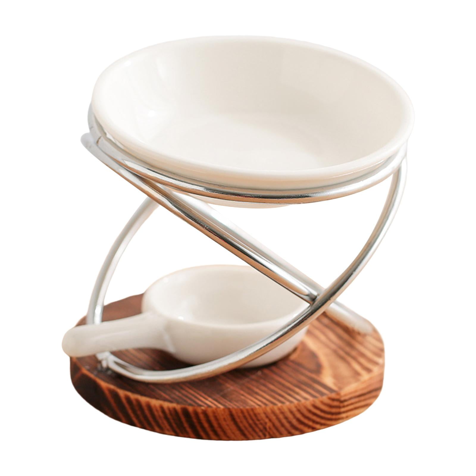 Magideal - Portavelas Tealight Quemador De Aceite Esencial Decoración Candelabro Regalo Difusor De Aceite Calentador De Fusión De Cera Para Meditación Dormitorio Plata