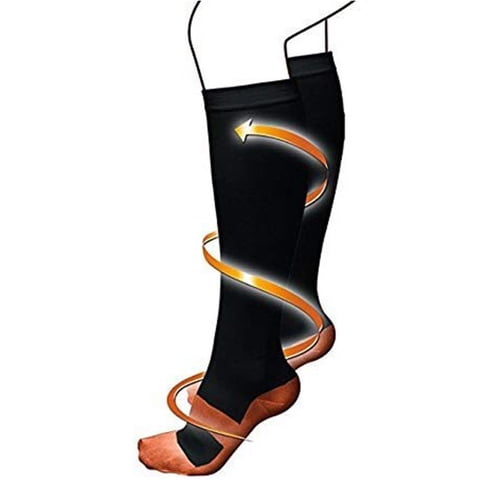 Xusx111 - 4 Pcs Open Toe Y Open Heel Compression Calcetines Compresión Sin Dedos Anti Calcetines Baja De La Pierna Ropa Para Hombres Mujeres Rodilla Alta Viajar