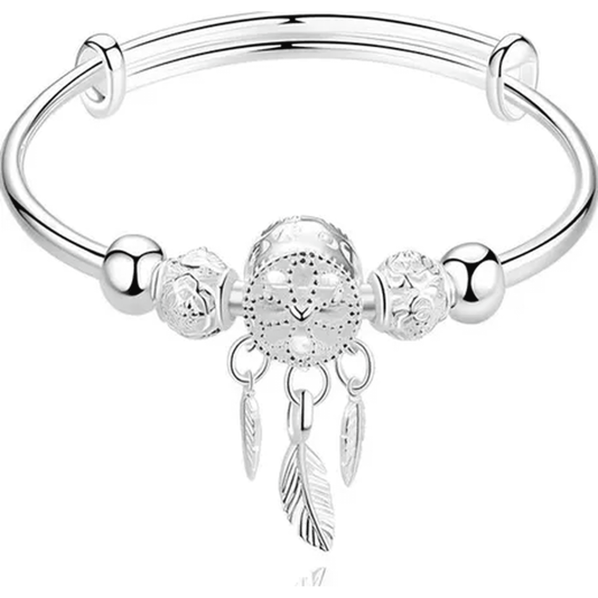 Genérico - Pulsera Atrapasueños Plata 925 Mujer Ajustable