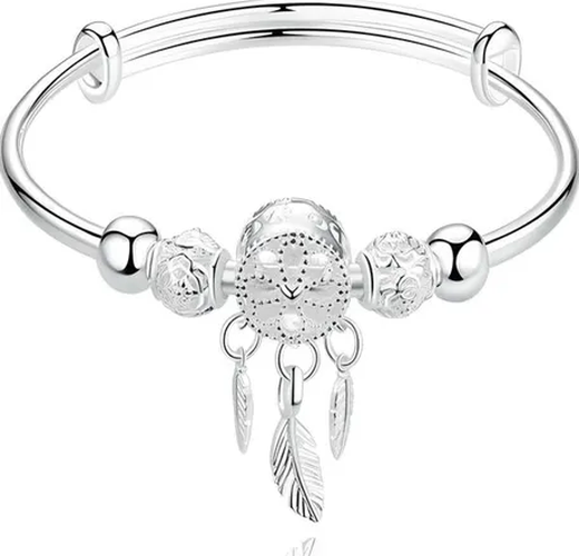 Genérico - Pulsera Atrapasueños Plata 925 Mujer Ajustable