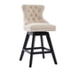 thumbnail image 2 of Swivel Velvet Barstools with Button Tufted Decoration and Wooden Legs, and Chrome Nailhead Trim, Leisure Style Bar Chairs,Bar stools, Set of 2 (Beige),SW1860BG, 2 of 3