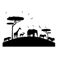Rienda Libre Graphics - Decomural Safari Animals Elephant Giraffe Ws-15787