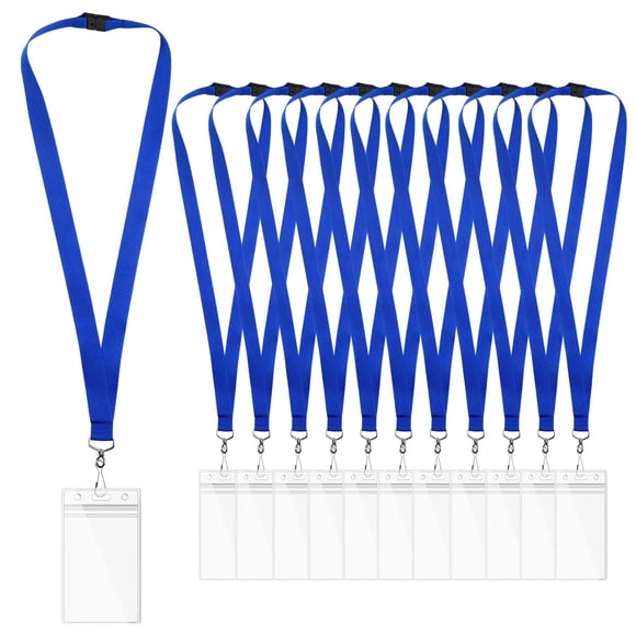 Lanyards WEZEBEL de 12 unidades, azules, con cierre de seguridad y porta credencial impermeable