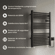 thumbnail image 4 of Calefactor Secador de Toallas Programable 500 w Mural 88x54 cm Vesubio Negro, 4 of 6