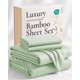 thumbnail image 1 of Juego de sábanas King de bambú 100% viscosa, color verde claro, 4 piezas – Hotel Sheets Direct, 1 of 9