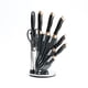 thumbnail image 1 of Set Cuchillos De Cocina 8 Pzs Marmoleado Con Base Giratoria Negro Dorado, 1 of 3
