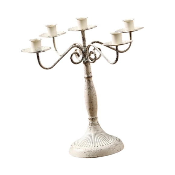 Candelabro De Varios Brazos Para El Hogar, La Cocina, El Comedor, Blanco, Con 5 Brazos