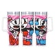 thumbnail image 1 of Cuphead Vaso aislado de acero inoxidable con asa, diseño temático, regalo para familia, amigos y fans; incluye pajita y encaja en el portavasos estándar, 40 oz, 1 of 6