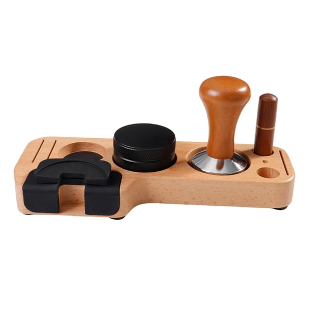 Distribuidor de manipulación de café y kits de accesorios para agitar café expreso Almacenamiento particionado Juego de soporte de apisonamiento de ca , haya 58mm