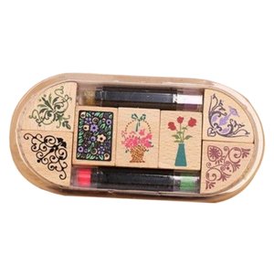 Magideal - Juego De Sellos De Madera Creativos, 4 Sellos Redondos Sellos De Bricolaje Multipropósito Decorativos Para Diarios Tarjeta De Álbum De Fotos Enseñanza , Estilo Un Estilo A