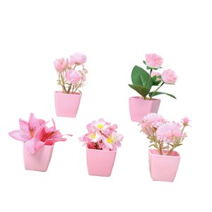Magideal - 5 Piezas De Flores De Imitación Rosas, Accesorio Floral En Maceta Para Interior, Decoración De Mesa Falsa, Jarrones De Ramo De Flores Para Estantería Estilo A
