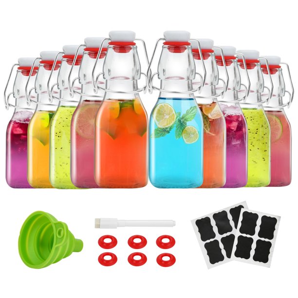 Botellas de vidrio con tapa abatible ZEBEIYU de 120 ml para elaboración casera de cerveza, paquete de 10