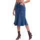 thumbnail image 4 of INSPIRE CHIC Falda de Mezclilla Ajustada de Mujer con Cola de Sirena, Cintura Alta, Volantes, Largo a la Rodilla, Talla S, Azul, 4 of 6