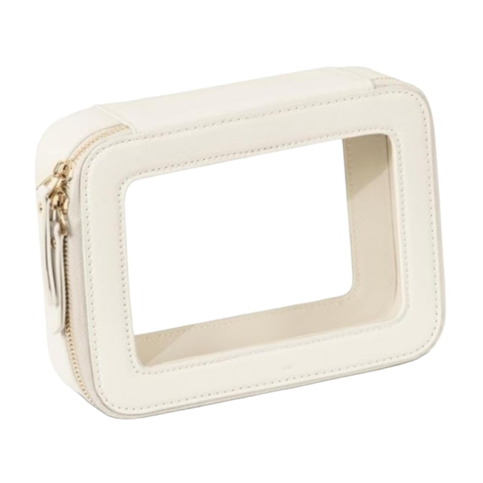 Magideal - Bolsa De Maquillaje Transparente, Organizador De Cosméticos, Organizador De Maquillaje Pequeño Con Ventana Transparente, Bolsa De Artículos De Tocador Blanco