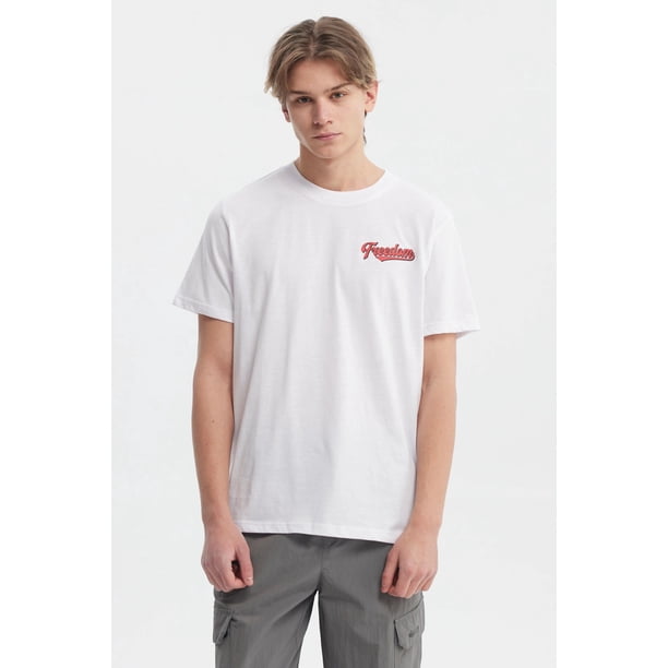 Polera Hombre Regular Fit Print Trasero Blanco