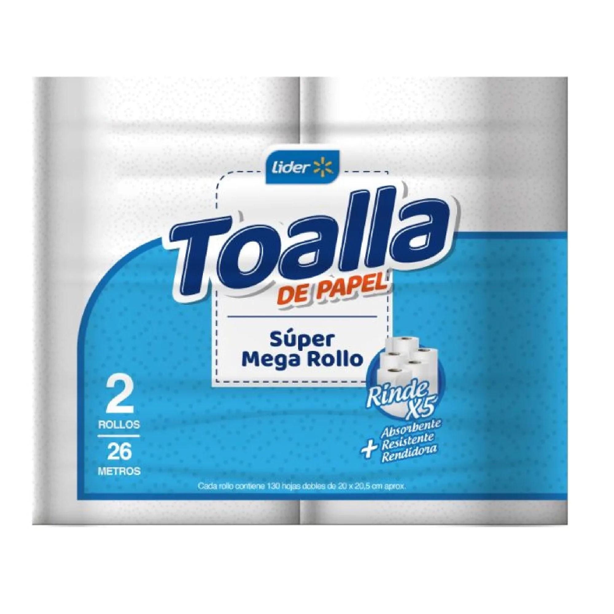 Toalla De Papel Super Mega Doble Hoja 26 M 2 Un Lider