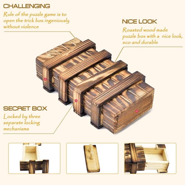 Caja Rompecabezas De Madera Con Compartimentos Secretos – Regalo Original Para Adultos Y Niños