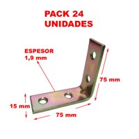 Gen - 24 Escuadras Esquina Silla 75 X 75 Mm Metal