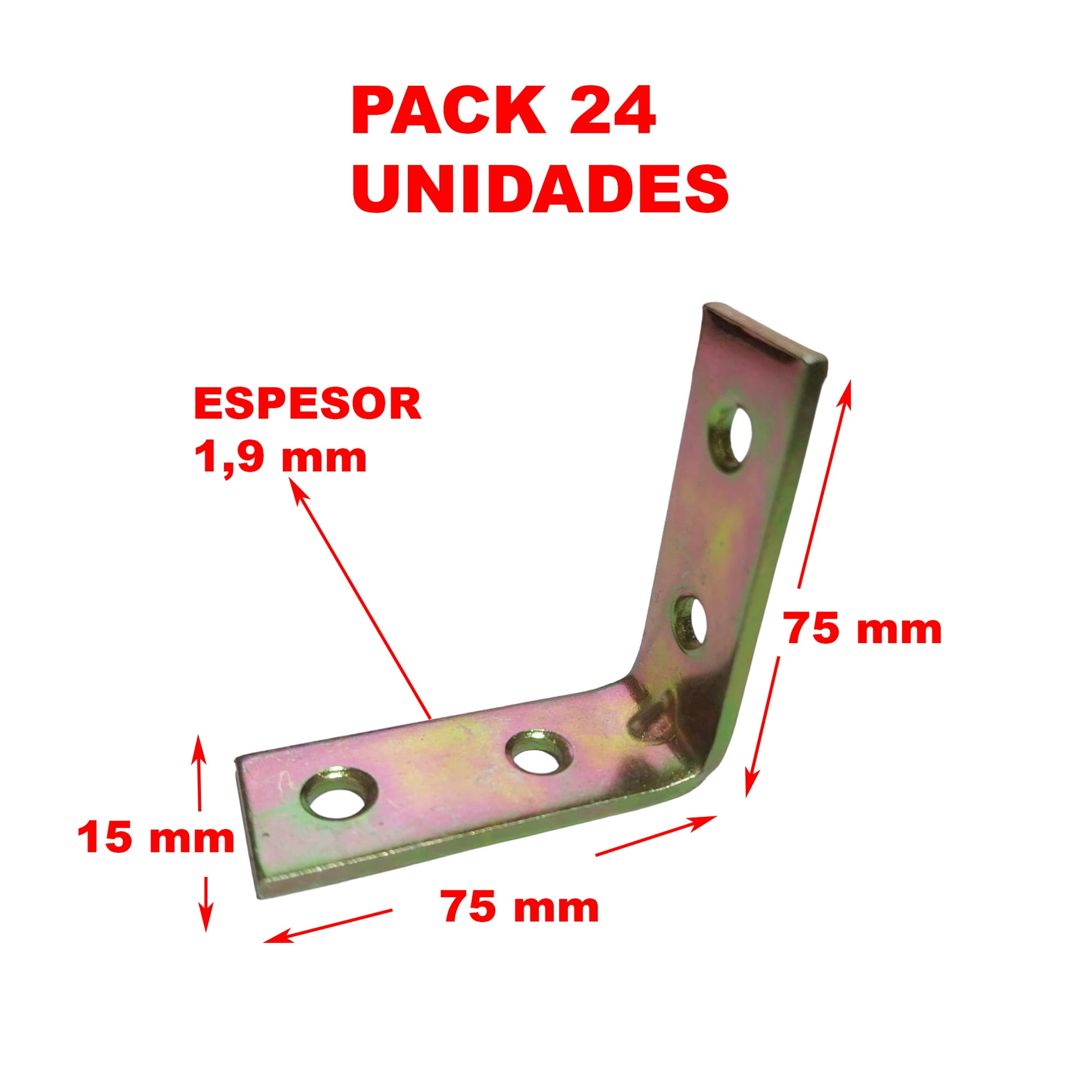 Gen - 24 Escuadras Esquina Silla 75 X 75 Mm Metal