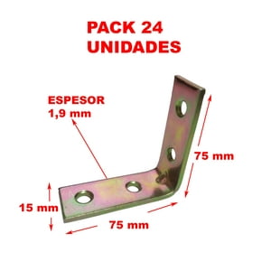 Gen - 24 Escuadras Esquina Silla 75 X 75 Mm Metal
