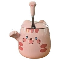 Genérico - Taza Cafe Te Ceramica Cuchara Diseño Gato Kawaii 450Ml