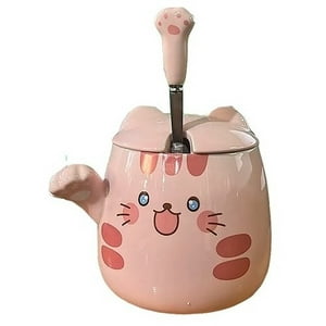 Genérico - Taza Cafe Te Ceramica Cuchara Diseño Gato Kawaii 450Ml