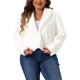 thumbnail image 1 of Chaqueta de mujer de talla grande FAB CURVES Chaqueta corta de invierno con solapa, manga larga, abrigo de piel sintética esponjoso 4X blanco, 1 of 6