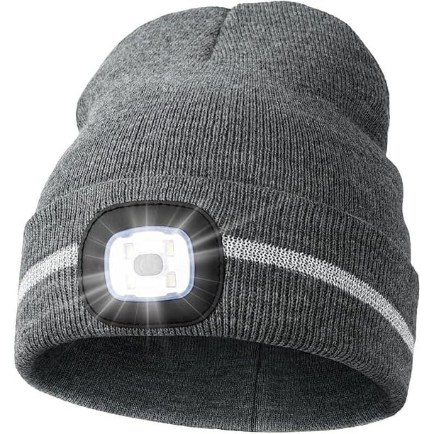 Gorro de seguridad con luz LED y banda reflectante de alta visibilidad para invierno, ideal para actividades al aire libre, trabajo y deportes, ideal como regalo para hombres y papás CLT01