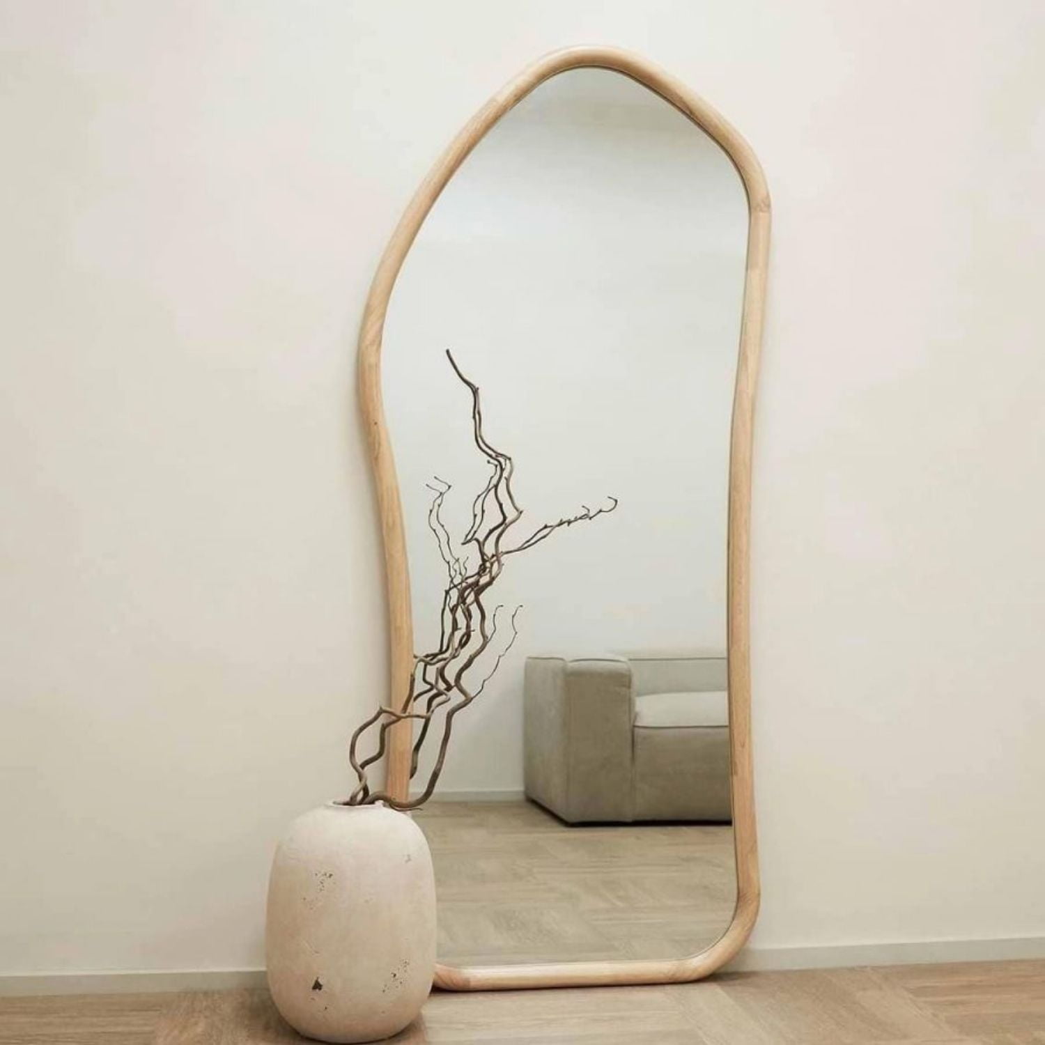 Santú Home & Deco - Espejo Irregular Cuerpo Entero Madera Color Abedul 200x100cm