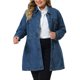 thumbnail image 1 of Chaqueta de mezclilla para mujer de talla grande Agnes Orinda con botones al frente y mangas largas 3X Azul, 1 of 8