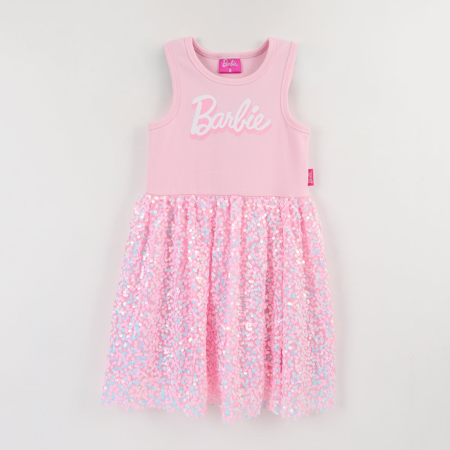 Vestido Sin Manga Niña Rosado Barbie Logo Print Barbie