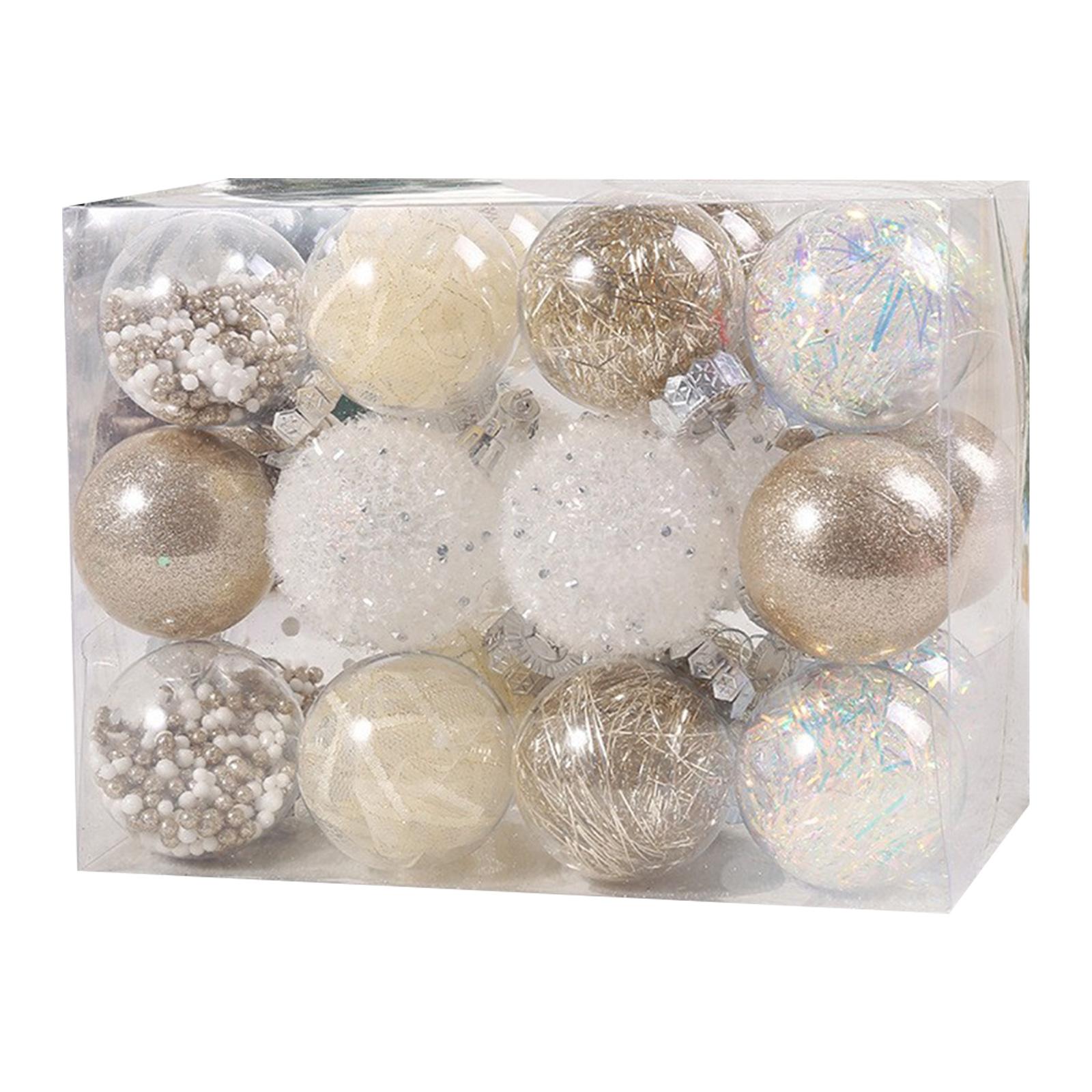 Magideal - 24X Adornos De Bolas De Navidad Bolas De Navidad Surtidos Decoración Del Hogar Decoraciones Navideñas Diy Para Suministros De Fiesta Acción De Gracias Champán