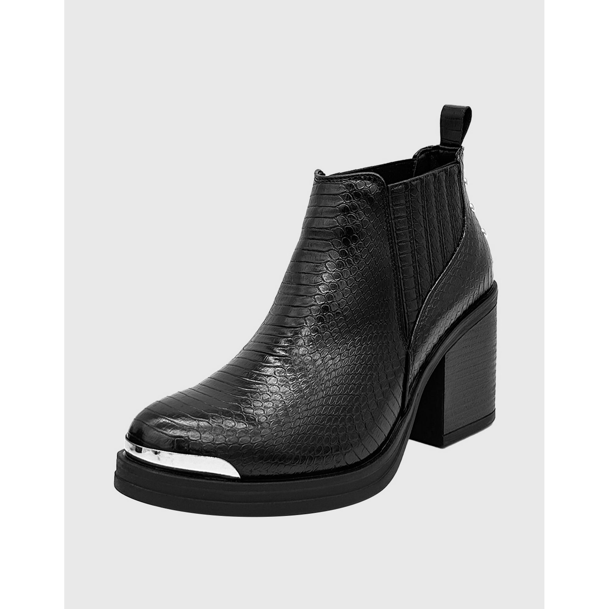 Danicolle Calzado - Botin Para Mujer Elasticado Con Taco Negro
