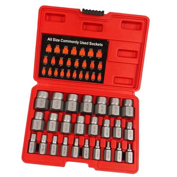 Juego De Extractores De Tornillos Dañados De 25 Piezas Resistentes Para Tornillos De Cabeza Hexagonal Oxidados Y Rotos