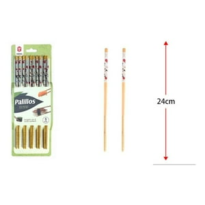 Genérico - Palillos Chinos Bambú (5 Pares) 24 Centímetros Largo