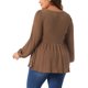 thumbnail image 3 of Agnes Orinda Blusas de Tallas Grandes para Mujeres Cuello Redondo Manga Larga Top de Punto Peplum 1X Marrón, 3 of 6