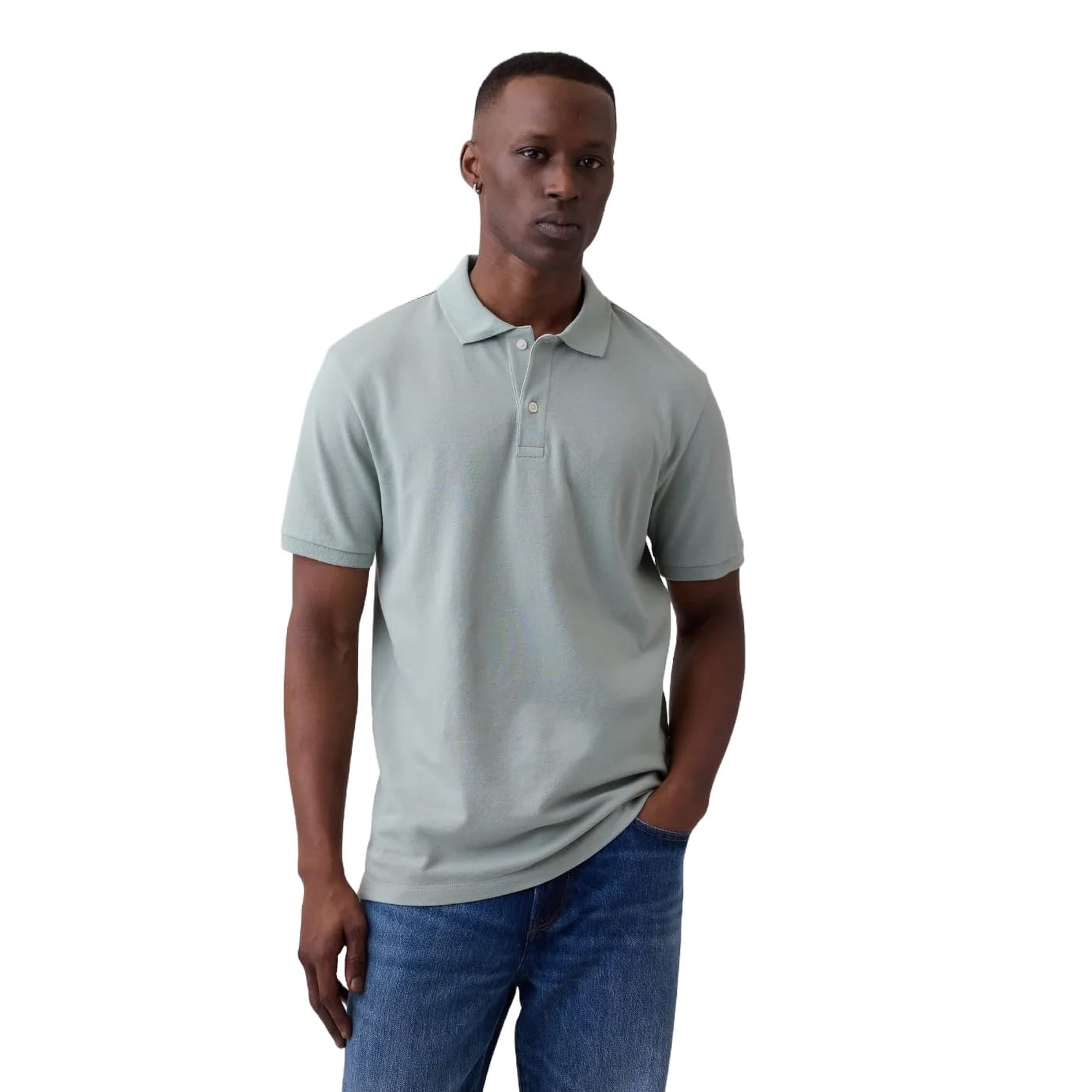 Polo Gap De Piqué Elástico Para Hombre, Color Verde Iceberg, Talla S