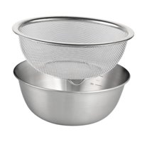 Magideal - Colador De Acero Inoxidable 2X304 Con Tazón Para Mezclar, Tazón Para Lavar Arroz, Colador, Juego De Coladores De Alimentos Para Frutas, Pasta, Ensalad 18 Cm
