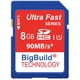 thumbnail image 1 of Tarjeta de memoria SD BigBuild Technology 8 GB 90 MB/s Clase 10, 1 of 8