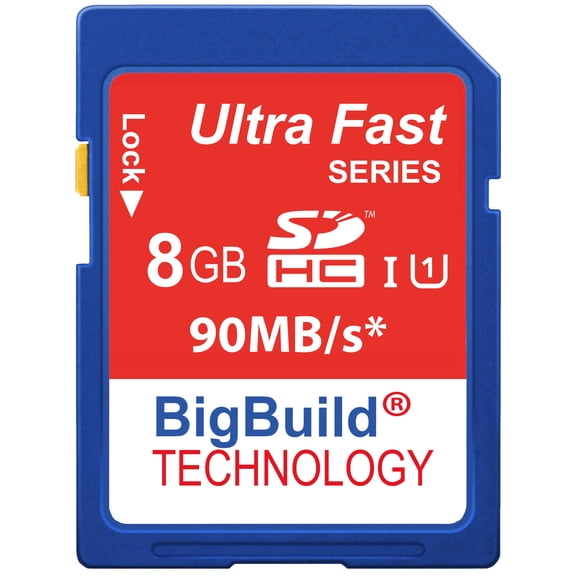 Tarjeta de memoria SD BigBuild Technology 8 GB 90 MB/s Clase 10
