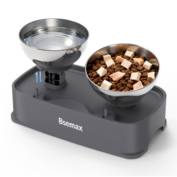 Comedero Elevado para Gatos Bsemax Ajustable Inclinación 15.5-18.5 cm