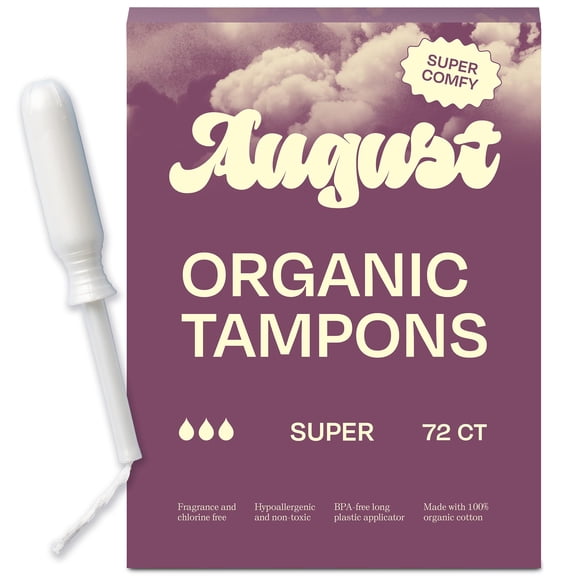 Paquete De 72 Tampones August Super 100% Algodón Orgánico Para Mujer
