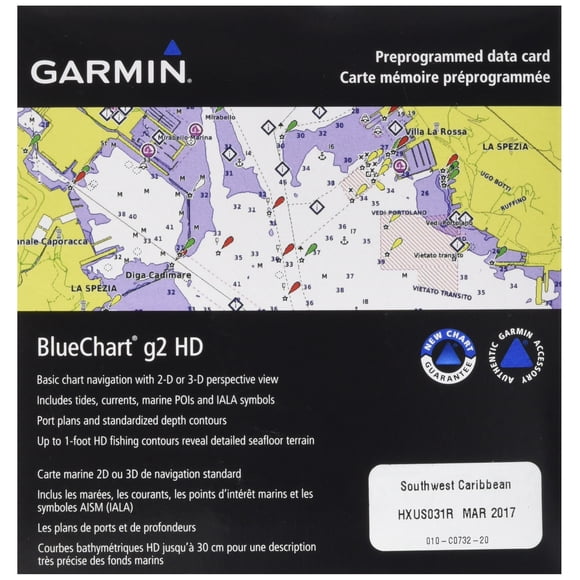 Tarjeta de mapas Garmin BlueChart g2 Caribe Suroeste microSD/SD