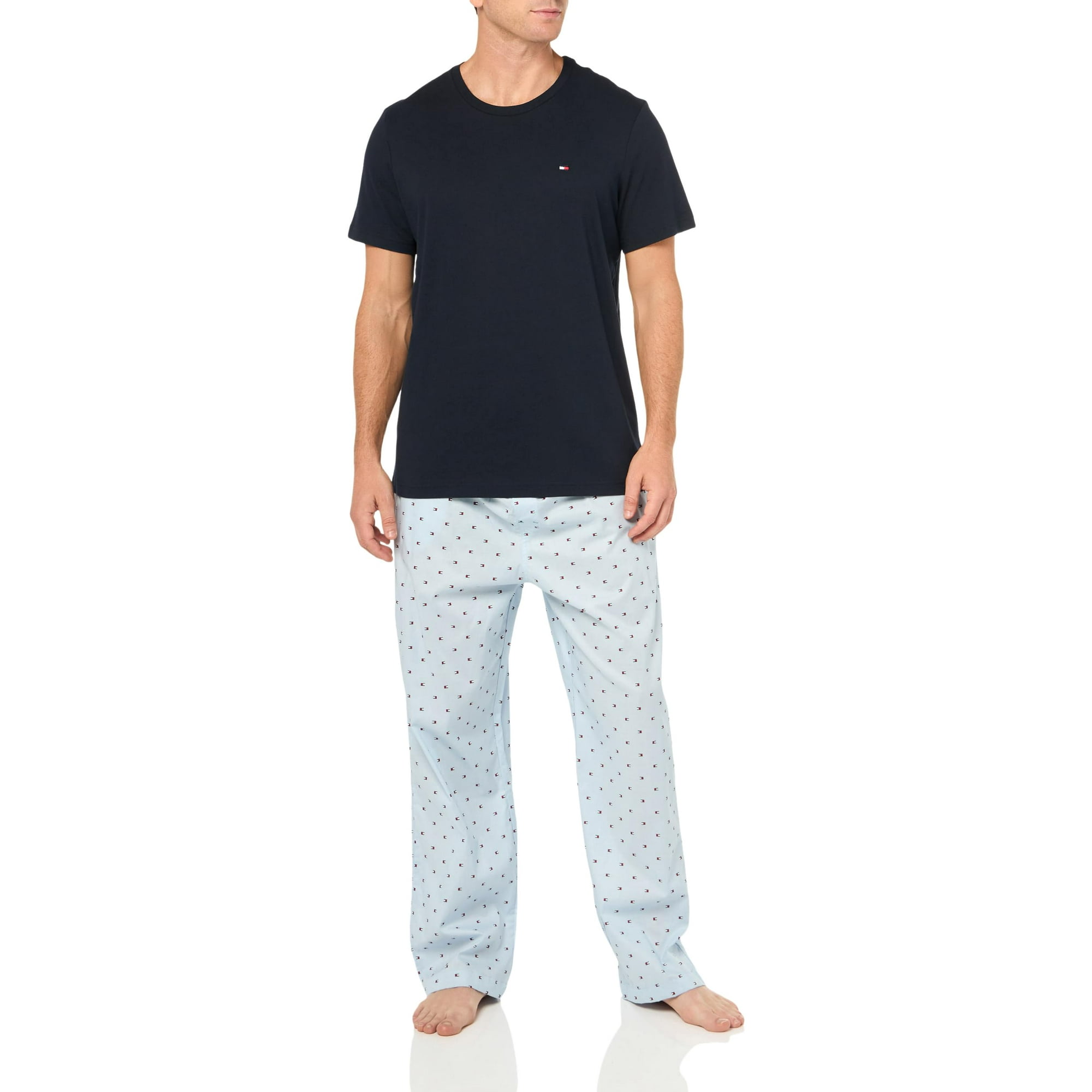 Conjunto De Pijama Tommy Hilfiger, Set De Dormir De Popelina Para Hombre