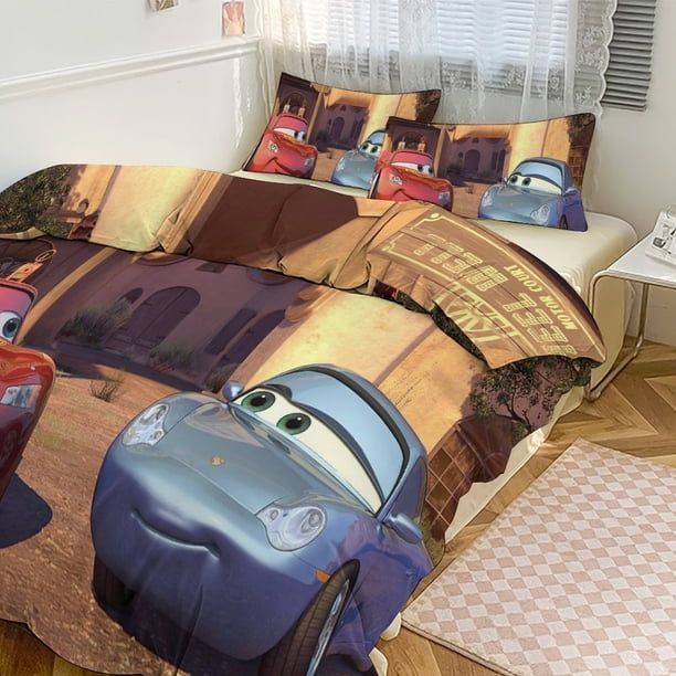 Cars Lightning McQueen Print Bedding Set Pattern Duvet Cove Set 3 Pieces 1 Quilt Cover And 2 Pillowcases for Women Men Teens